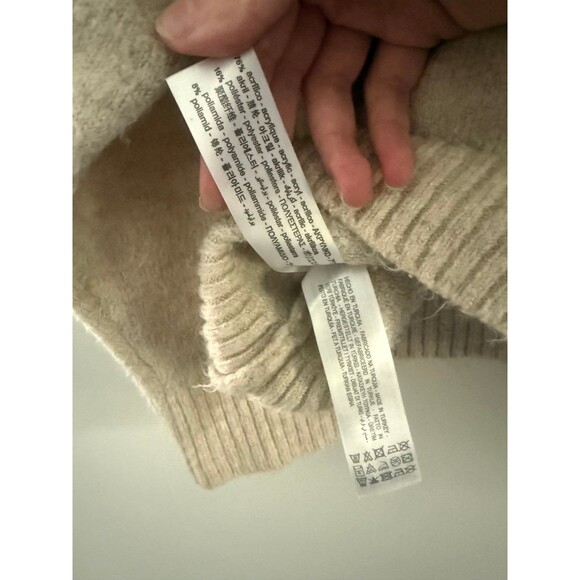 Zara Beige Size S Quarter Zip Cream Cable Knit High Neck Women’s Sweater - Picture 7 of 8